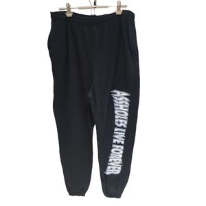 NWT Assholes Live Forever Black Joggers Size 2XL With White Logo Pockets ALF